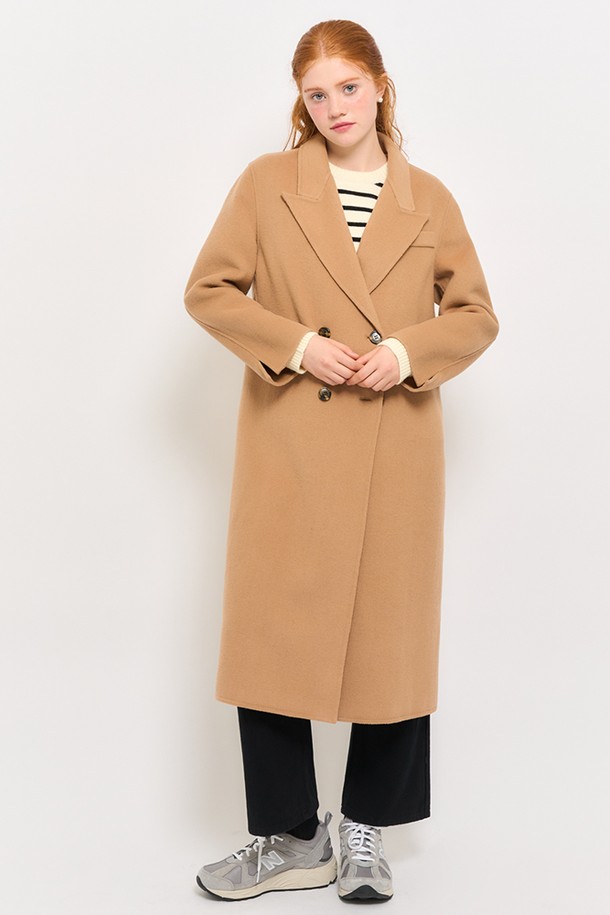 GENERAL IDEA - 코트 / 패딩 - [23FW] WOMAN 울 핸드메이드 더블 롱 코트 [BEIGE] / WBC4L10503