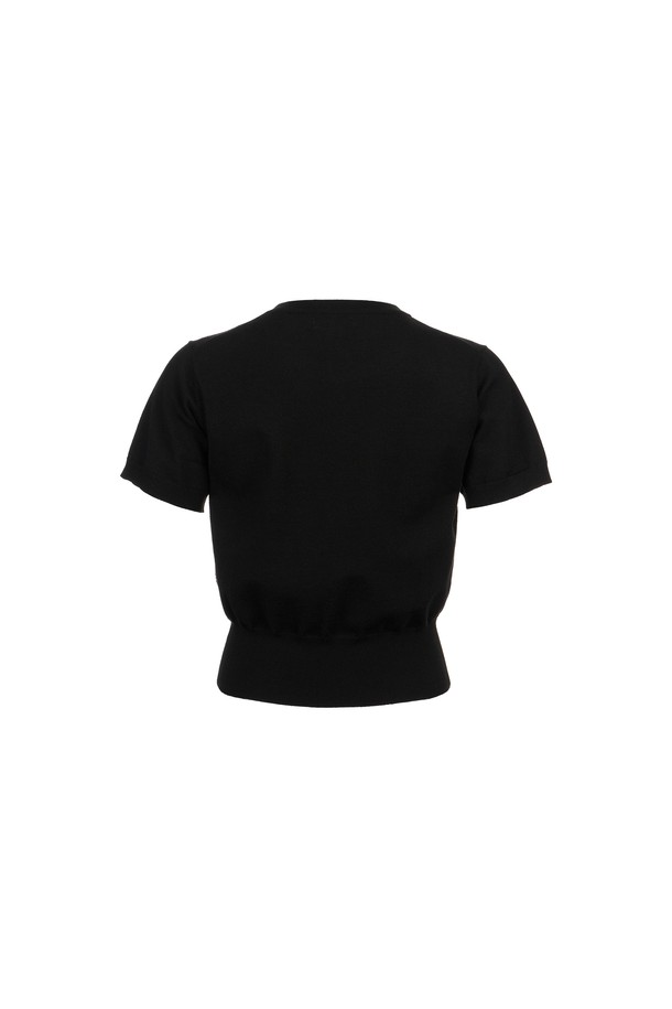 GENERAL IDEA - 반소매 티셔츠 - [24SS] WOMAN GNRL 에센셜 하프 니트 [BLACK] / WBD1L05504