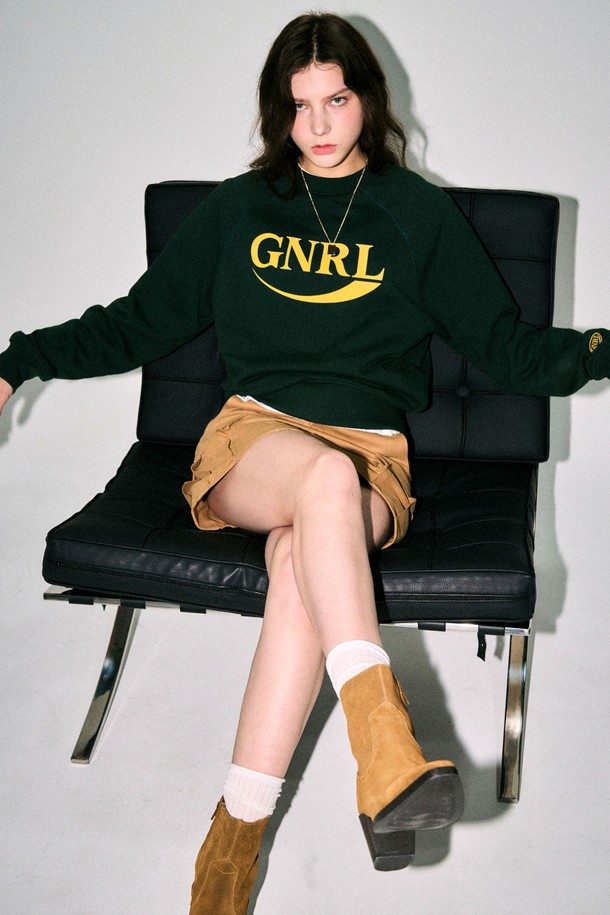 GENERAL IDEA - 스웻셔츠 - [23FW] UNISEX GNRL 래글런 맨투맨 [GREEN] / SBC3U02006