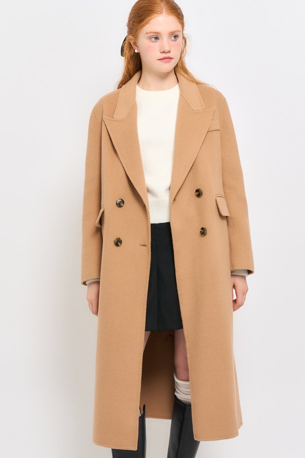 GENERAL IDEA - 코트 / 패딩 - [23FW] WOMAN 울 핸드메이드 더블 롱 코트 [BEIGE] / WBC4L10503