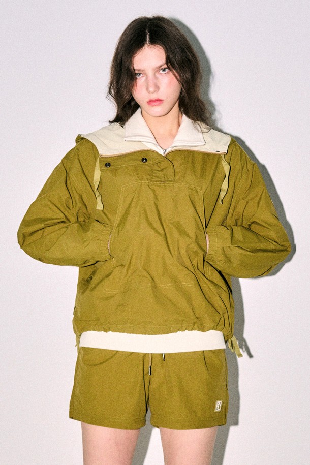 GENERAL IDEA - 바람막이/아노락 - [23FW] UNISEX 피셔맨 나일론 아노락 [KHAKI] / SBC3U07001