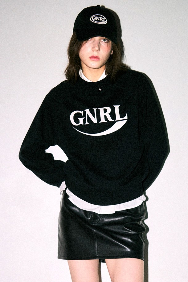 GENERAL IDEA - 스웻셔츠 - [23FW] UNISEX GNRL 래글런 맨투맨 [BLACK] / SBC3U02006