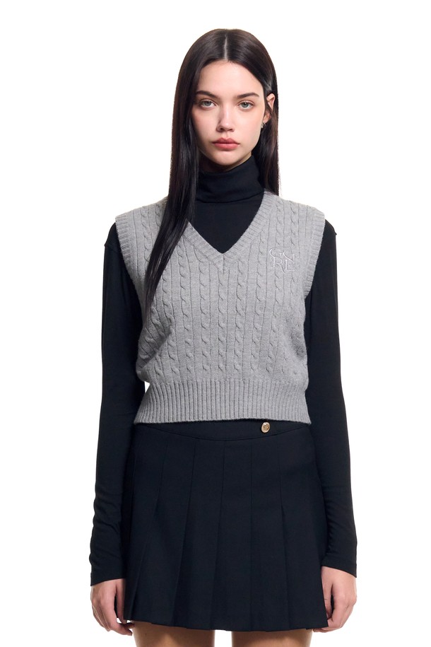 GENERAL IDEA - 베스트 - [23FW] WOMAN GNRL 클래식 케이블 베스트 [GREY] / WBC3L06506