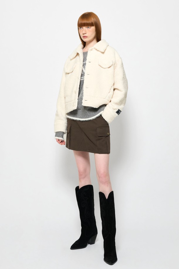 GENERAL IDEA - 점퍼 - [23FW] UNISEX 컬러팝 부클 카라 점퍼 [IVORY] / SBC3U07004