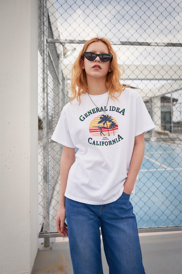 GENERAL IDEA - 반팔티셔츠 - [23SS] UNISEX 캘리포니아 반팔 티셔츠 [WHITE] / SBC2U01022