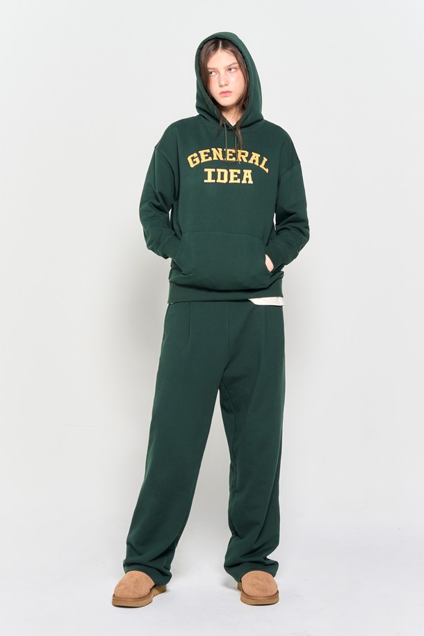 GENERAL IDEA - 긴소매 티셔츠 - [23FW] UNISEX 베이직 로고 후드 세트 [GREEN] / SBC3U02008SET