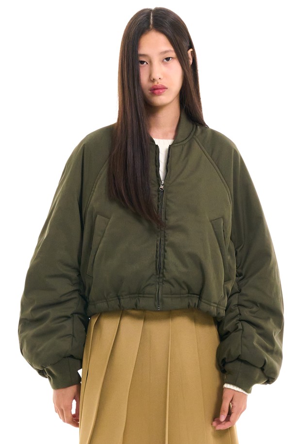 GENERAL IDEA - 패딩 - [23FW] WOMAN 래글런 크롭 패딩 블루종 [KHAKI] / WBC4L07506