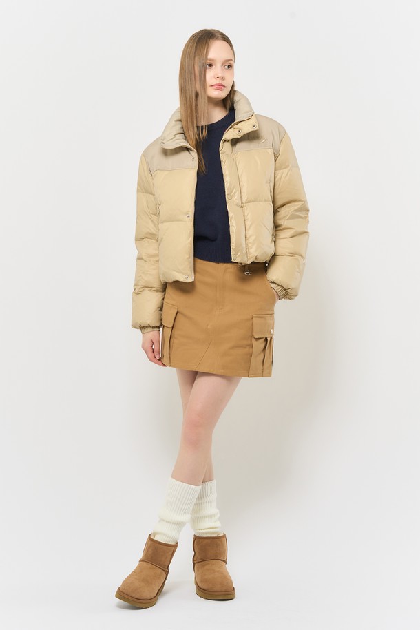 GENERAL IDEA - 코트 / 패딩 - [23FW] UNISEX 덕다운 배색 푸퍼 [BEIGE] / SBC4U07005