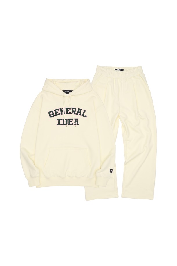 GENERAL IDEA - 긴소매 티셔츠 - [23FW] UNISEX 베이직 로고 후드 세트 [CREAM] / SBC3U02008SET