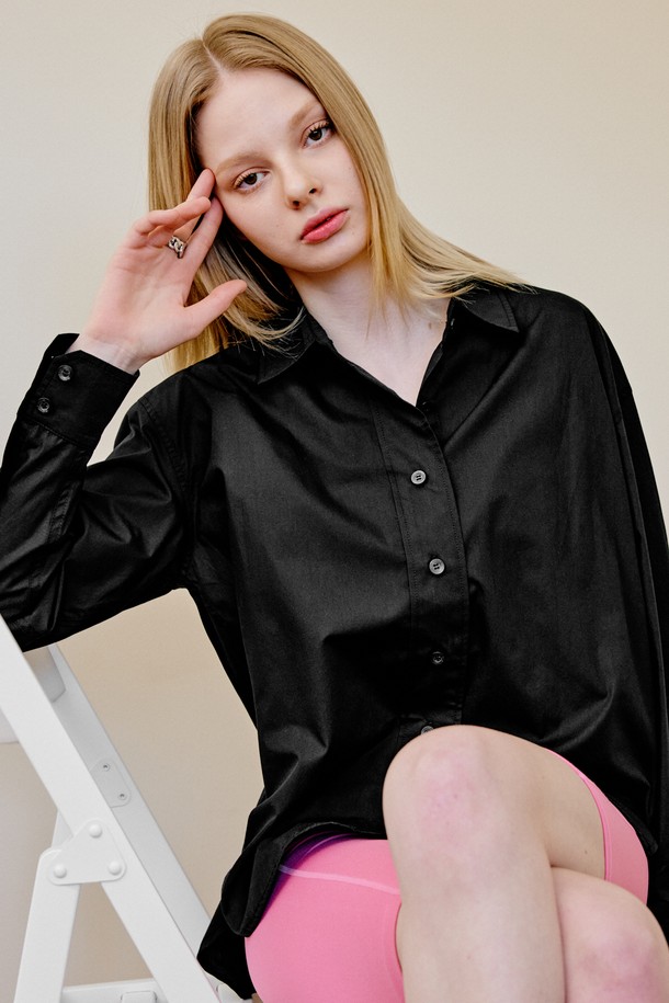 GENERAL IDEA - 긴팔셔츠 - [23SS] UNISEX 프렌치 루즈핏 셔츠 [BLACK] / SBC1U03001