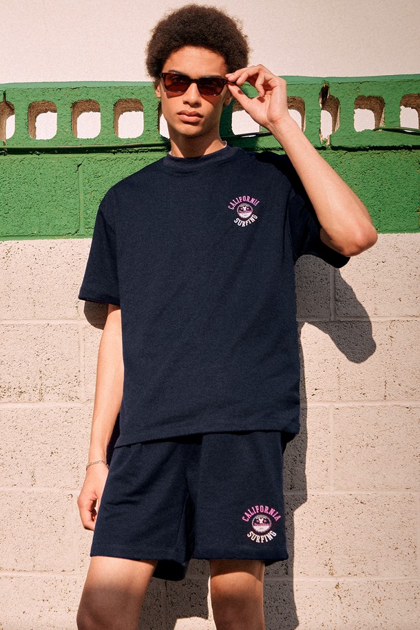 GENERAL IDEA - 셋업 - [23SS] UNISEX 파라다이스 하프 세트 [NAVY] / SBC2U51030SET