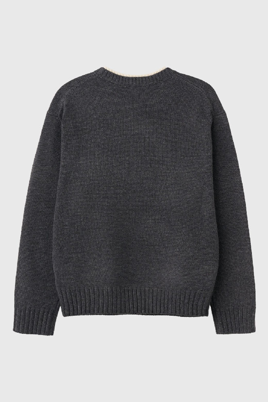 GENERAL IDEA - 스웨터 - [24FW] UNISEX 레터링 더블 립 풀오버 [CHARCOAL] / SBD3U05017