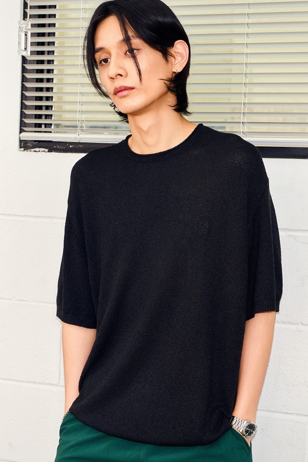 GENERAL IDEA - 스웨터 - [24SS] UNISEX 테리 반팔 니트 [BLACK] / SBD2U05009