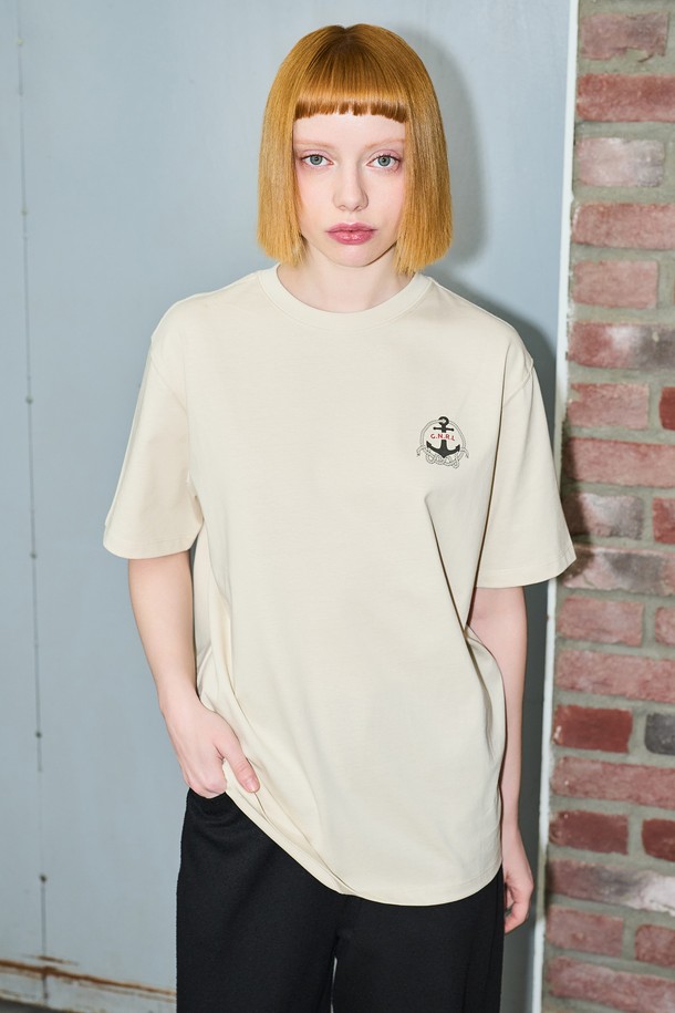 GENERAL IDEA - 반팔티셔츠 - [24SS] UNISEX 앵커 반팔 티셔츠 [SAND BEIGE] / SBD2U01014