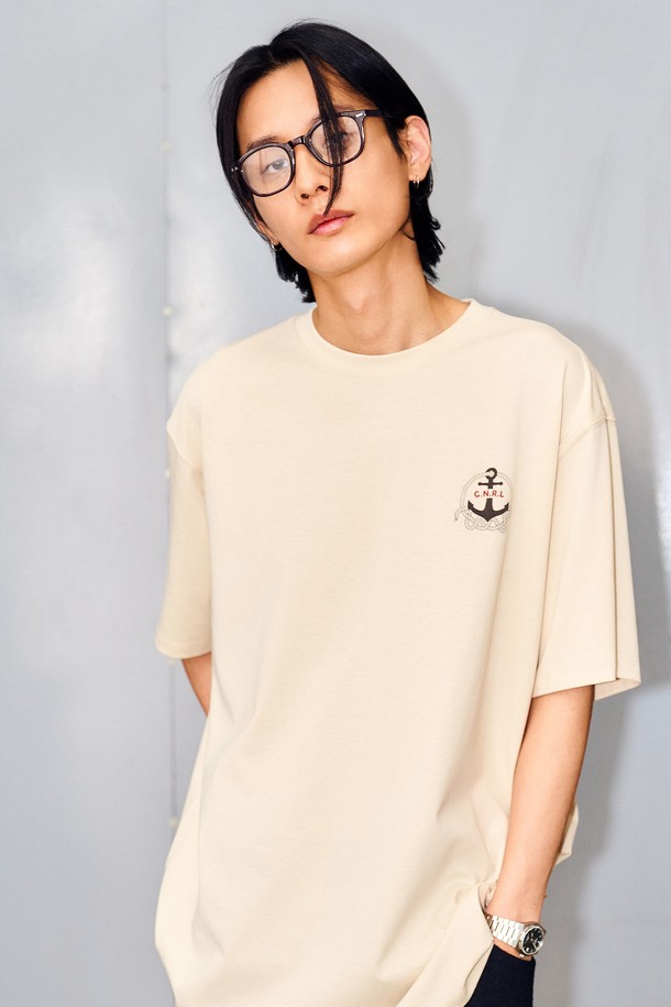 GENERAL IDEA - 반팔티셔츠 - [24SS] UNISEX 앵커 반팔 티셔츠 [SAND BEIGE] / SBD2U01014