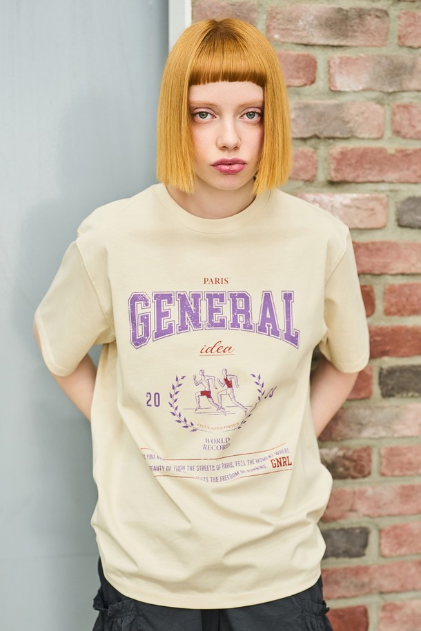 GENERAL IDEA - 반팔티셔츠 - [24SS] UNISEX 마라톤 반팔 티셔츠 [SAND BEIGE] / SBD2U01016