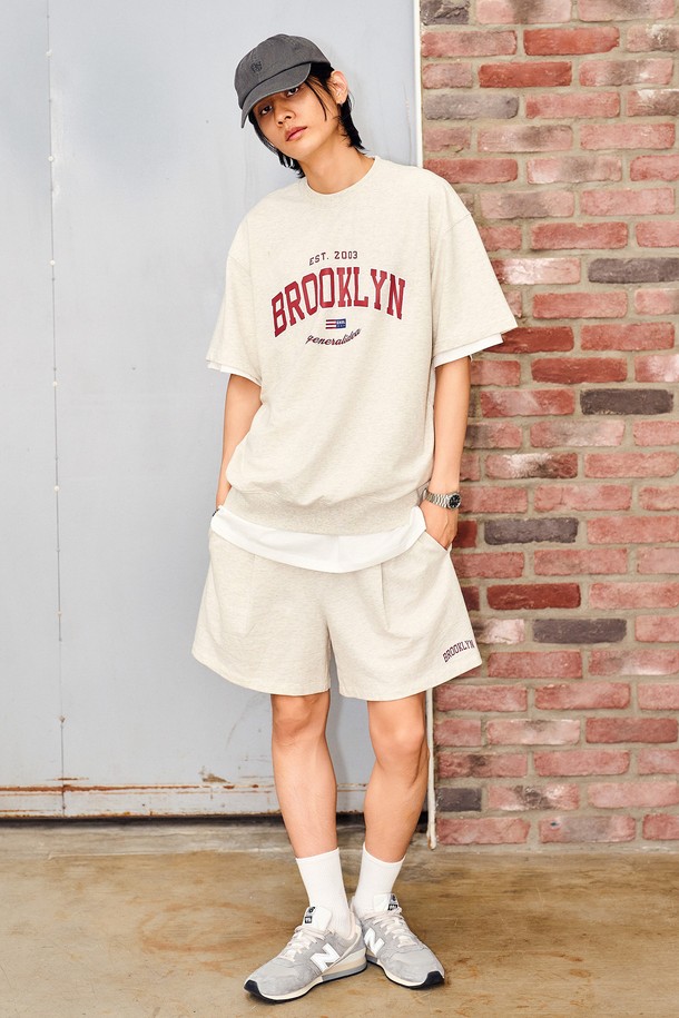 GENERAL IDEA - 반팔티셔츠 - [24SS] UNISEX 브루클린 미니 쭈리 하프 세트 [OATMEAL] / SBD2U51042SET