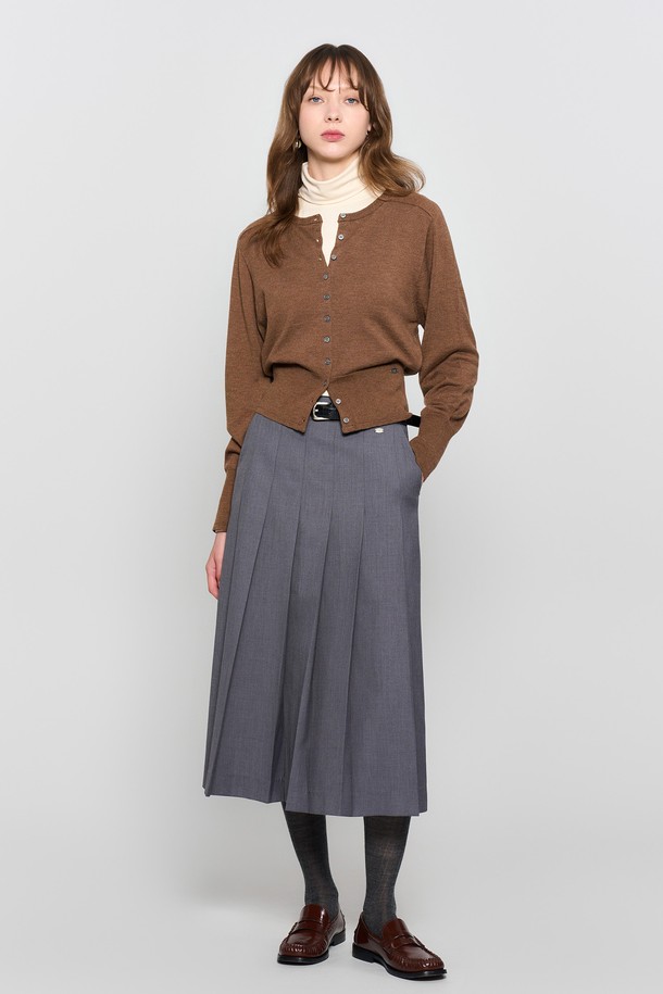 GENERAL IDEA - 롱스커트 - [24FW] WOMAN 뉴클래식 플리츠 롱스커트 [CHARCOAL] / WBD3L13502