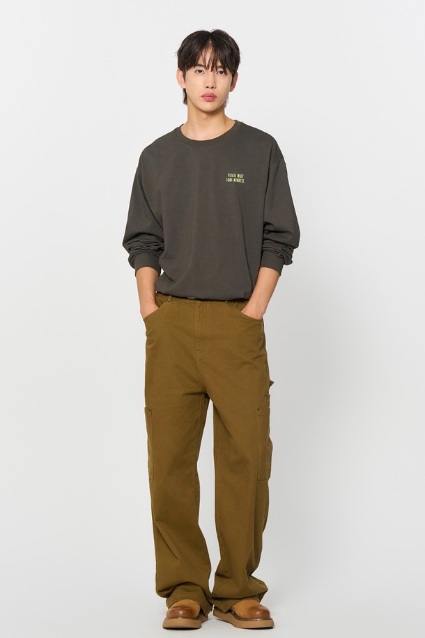 GENERAL IDEA - 캐주얼팬츠 - [24FW] MAN 와이드 워크 팬츠 [OLIVE KHAKI] / SBD3M11001