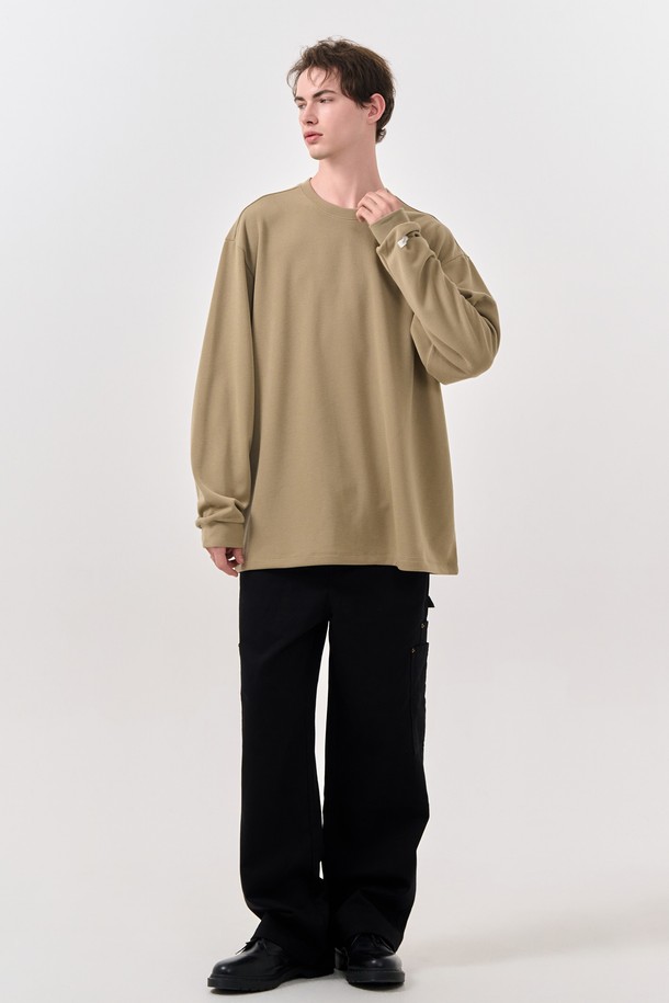 GENERAL IDEA - 긴팔티셔츠 - [24FW] UNISEX 베이직 사카리바 롱 슬리브 티 [BEIGE] / SBD3U01007