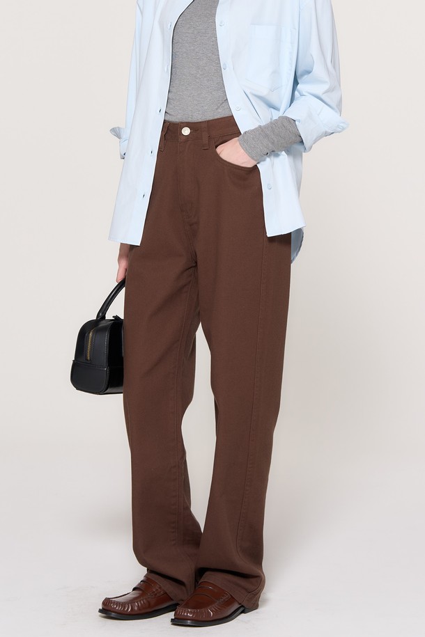 GENERAL IDEA - 데님 - [24FW] WOMAN 데일리 기모 코튼 데님 팬츠 [BROWN] / WBD3L11505