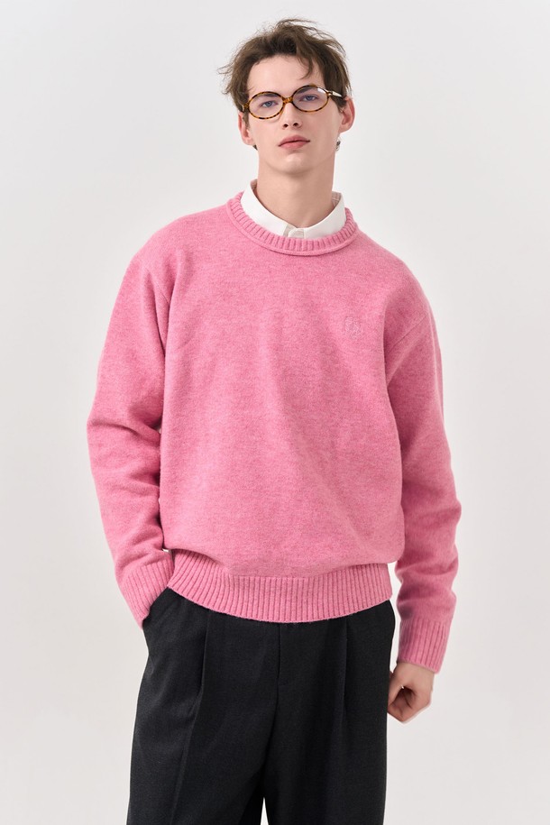 GENERAL IDEA - 스웨터 - [24FW] MAN 볼드 넥 베이직 풀오버 [PINK] / SBD4M05015