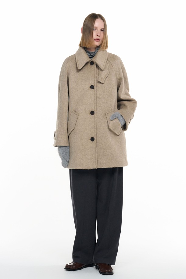 GENERAL IDEA - 코트 - [24FW] WOMAN 울 블렌드 발마칸 코트 [BEIGE] / WBD4L10514