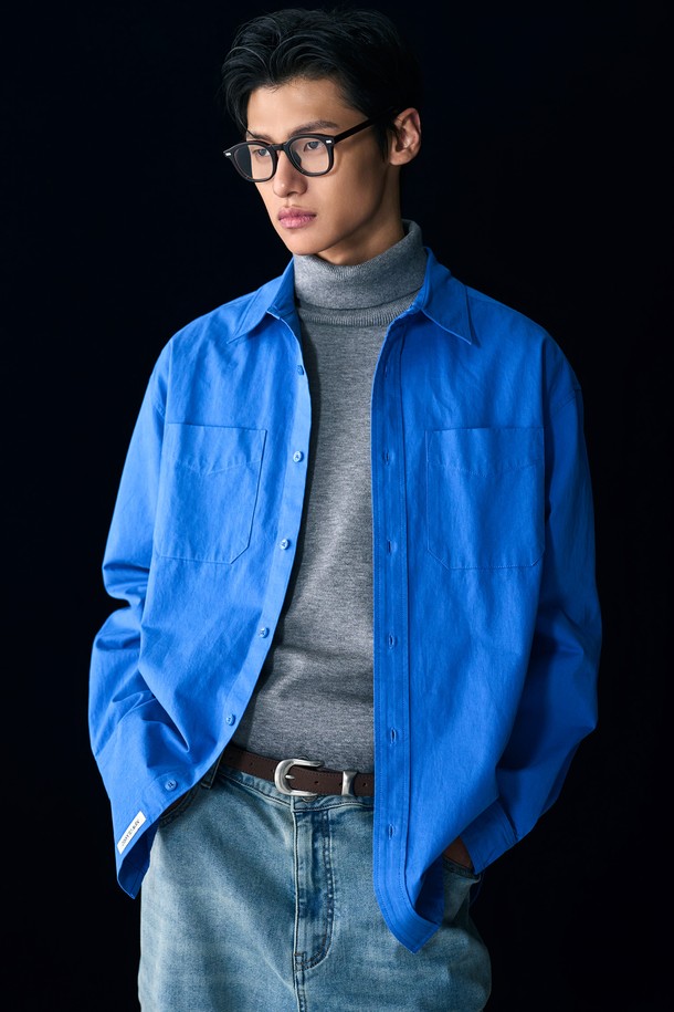 GENERAL IDEA - 긴팔셔츠 - [24FW] UNISEX 워시드 워크 셔츠 [BLUE] / SBD4U03010