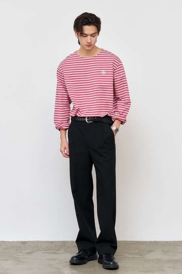 GENERAL IDEA - 긴팔티셔츠 - [25SS] MEN 롱슬리브 보더 티셔츠 [MAUVE PINK] / SBE1U01003