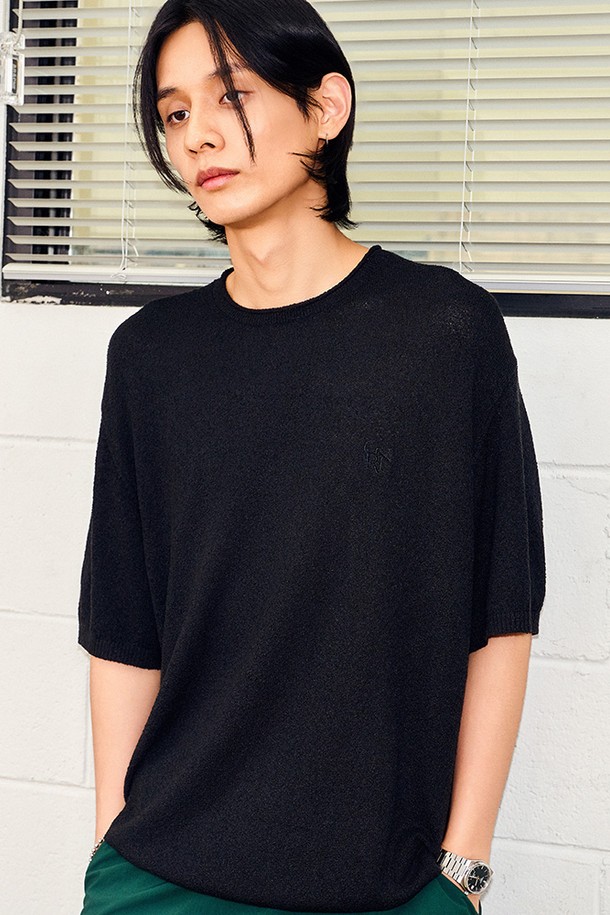 GENERAL IDEA - 스웨터 - [24SS] UNISEX 테리 반팔 니트 [BLACK] / SBD2U05009