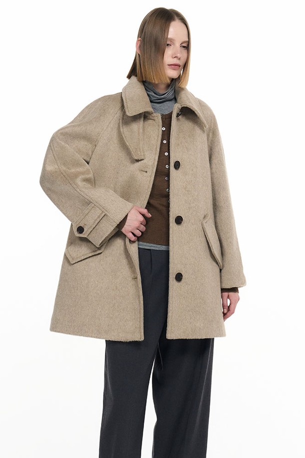 GENERAL IDEA - 코트 - [24FW] WOMAN 울 블렌드 발마칸 코트 [BEIGE] / WBD4L10514