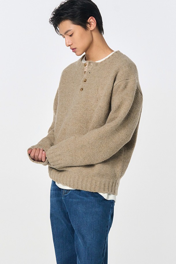 GENERAL IDEA - 스웨터 - [24FW] MAN 울 헨리넥 풀오버 [BEIGE] / SBD4M05019