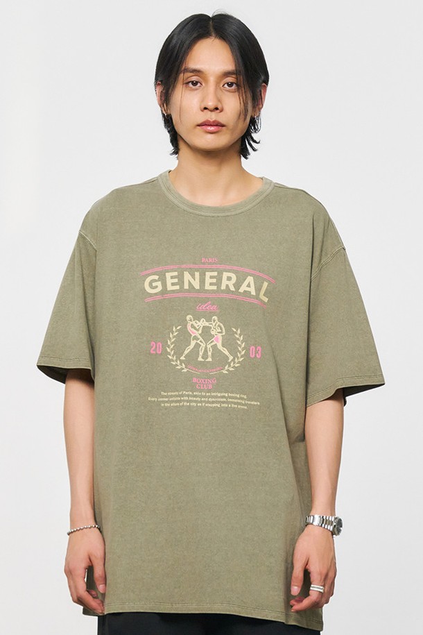 GENERAL IDEA - 반팔티셔츠 - [24SS] UNISEX 피그먼트 복싱 반팔티 [KHAKI] / SBD2U01012