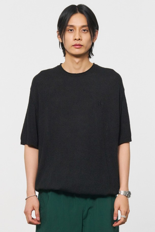 GENERAL IDEA - 스웨터 - [24SS] UNISEX 테리 반팔 니트 [BLACK] / SBD2U05009