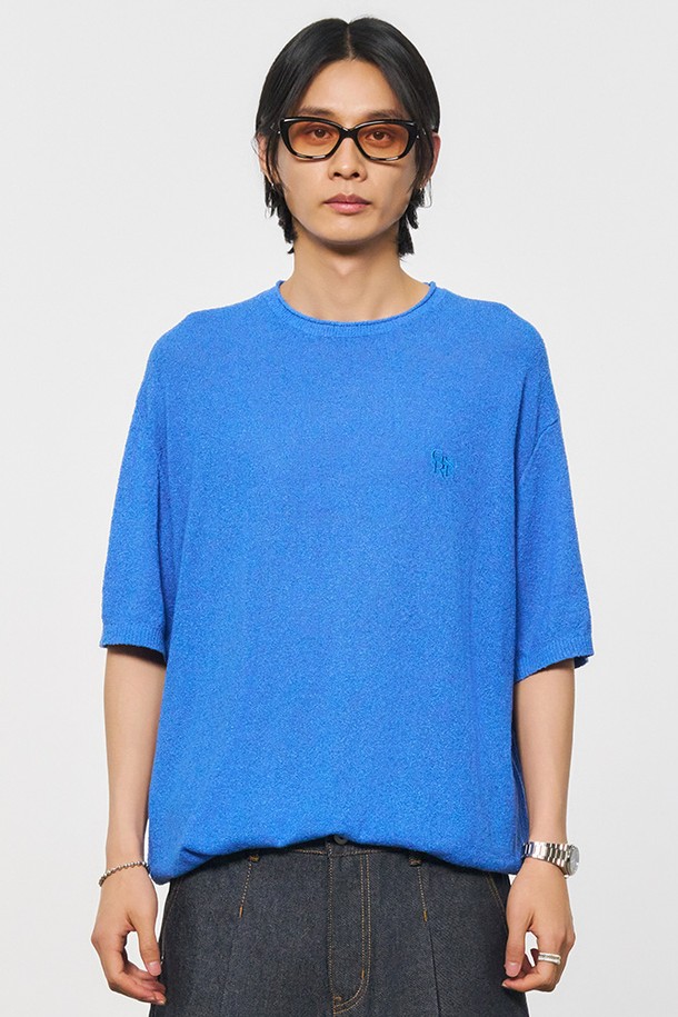 GENERAL IDEA - 스웨터 - [24SS] UNISEX 테리 반팔 니트 [BLUE] / SBD2U05009