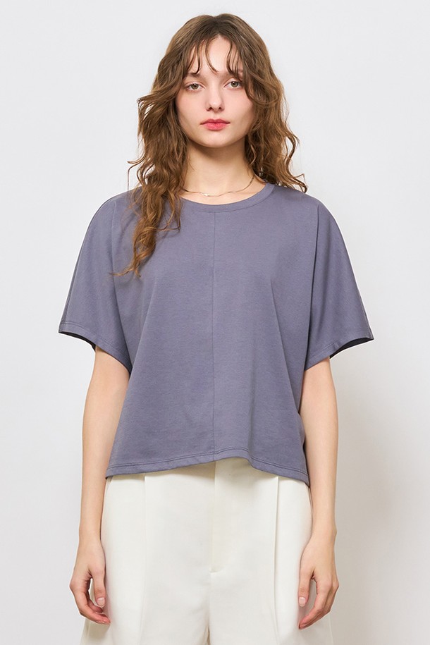 GENERAL IDEA - 반소매 티셔츠 - [24SS] WOMAN 돌먼 슬리브 반팔 티셔츠 [OCEAN GREY] / WBD2L01525