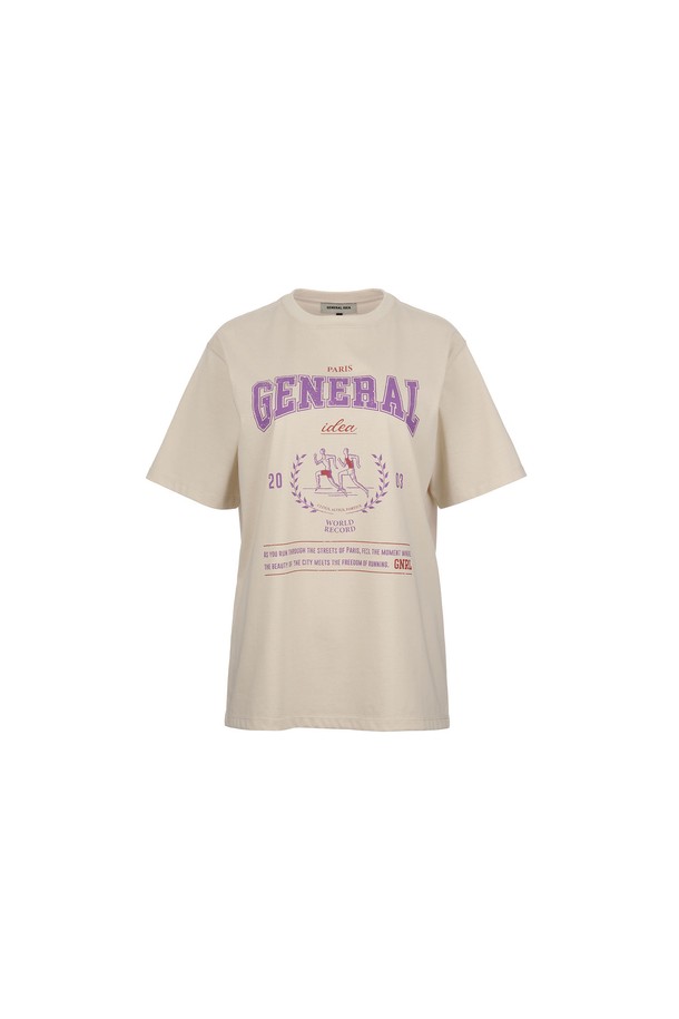 GENERAL IDEA - 반팔티셔츠 - [24SS] UNISEX 마라톤 반팔 티셔츠 [SAND BEIGE] / SBD2U01016