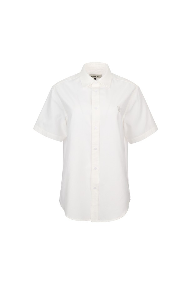 GENERAL IDEA - 반팔셔츠 - [24SS] UNISEX 베이직 옥스포드 하프 셔츠 [WHITE] / SBD2U03003