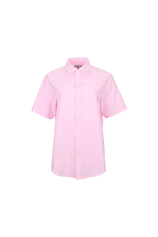 GENERAL IDEA - 반팔셔츠 - [24SS] UNISEX 베이직 옥스포드 하프 셔츠 [PINK] / SBD2U03003