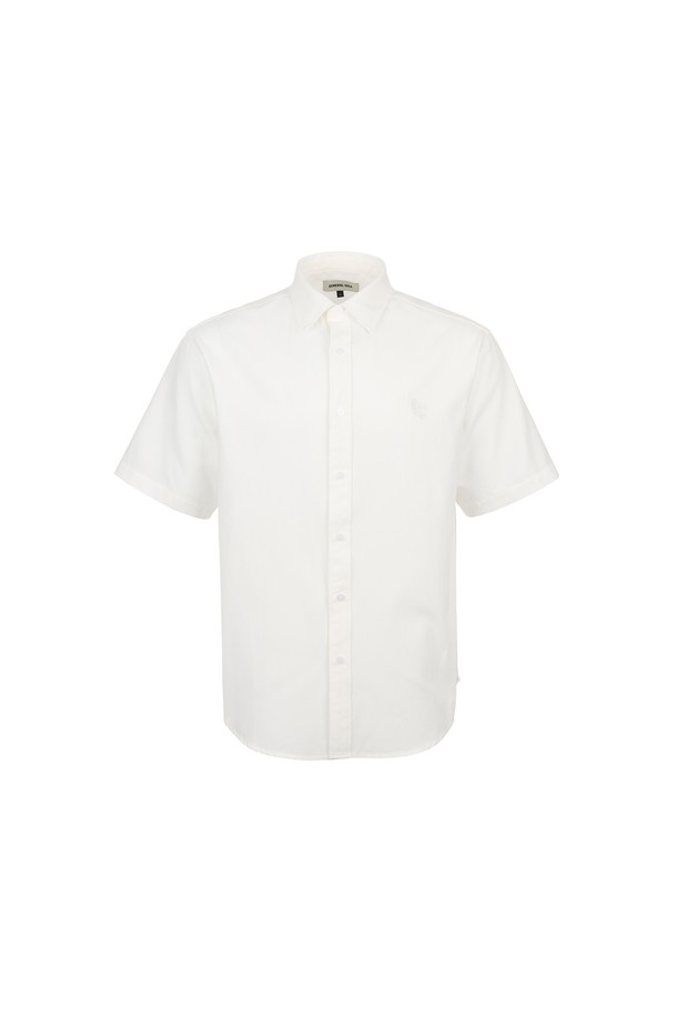 GENERAL IDEA - 반팔셔츠 - [24SS] UNISEX 베이직 옥스포드 하프 셔츠 [WHITE] / SBD2U03003