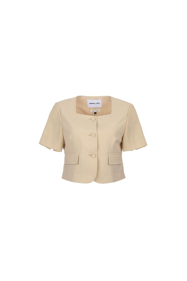 GENERAL IDEA - 자켓 - [24SS] WOMAN 스퀘어넥 하프 자켓 [LIGHT BEIGE] / WBD2L09507