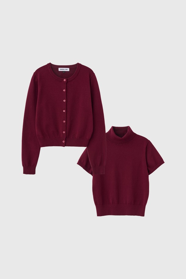 GENERAL IDEA - 가디건 - [24FW] WOMAN 뉴클래식 울 니트 세트 [BURGUNDY] / WBD4L43542SET