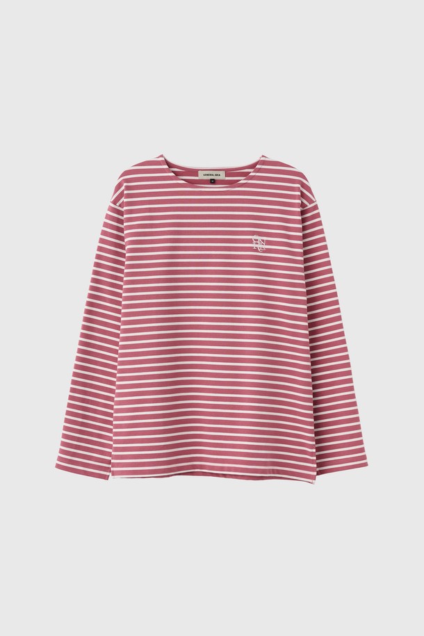 GENERAL IDEA - 긴팔티셔츠 - [25SS] MEN 롱슬리브 보더 티셔츠 [MAUVE PINK] / SBE1U01003