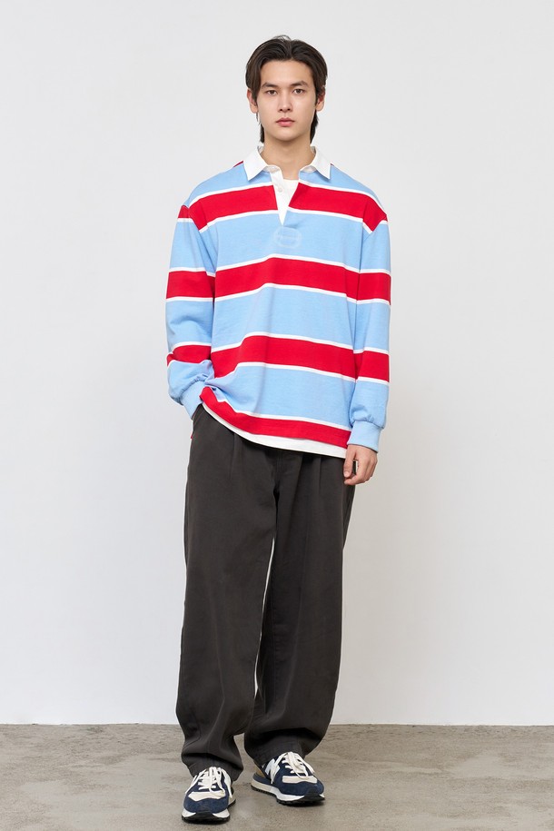 GENERAL IDEA - 긴팔티셔츠 - [25SS] UNISEX 클래식 럭비 티셔츠 [BLUE] / SBE1U01008