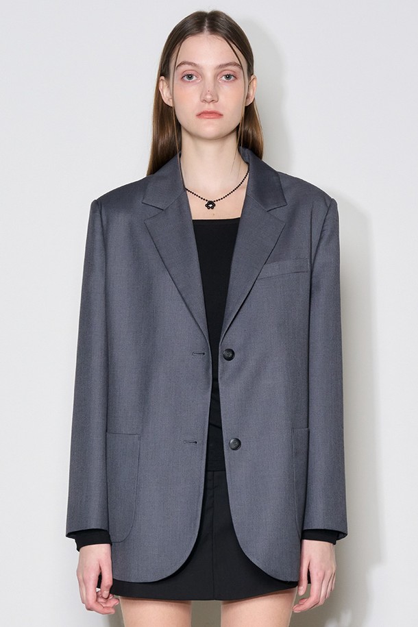 GENERAL IDEA - 자켓 - [24SS] WOMAN 싱글 트윌 블레이저 [CHARCOAL] / WBD2L09504