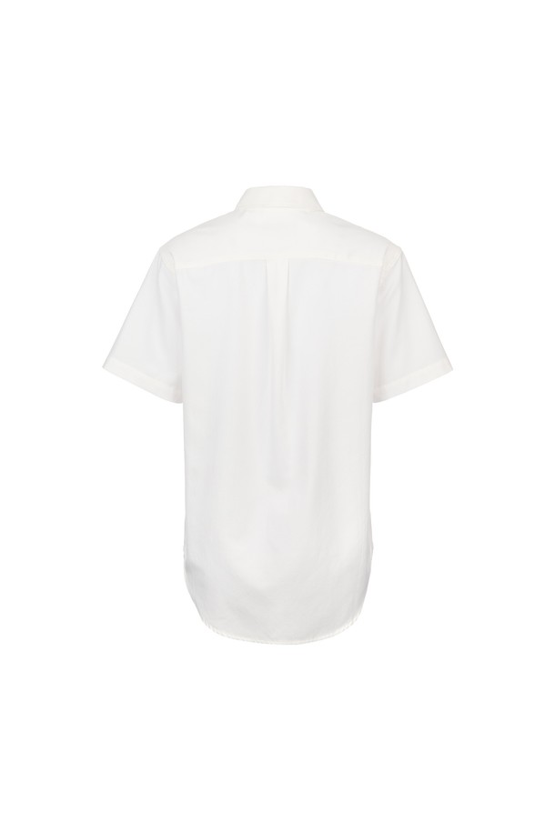 GENERAL IDEA - 반팔셔츠 - [24SS] UNISEX 베이직 옥스포드 하프 셔츠 [WHITE] / SBD2U03003