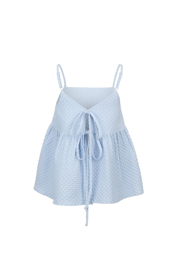 GENERAL IDEA - 셔츠 - [24SS] WOMAN 엠보 슬리브리스 블라우스 [BLUE] / WBD2L03513