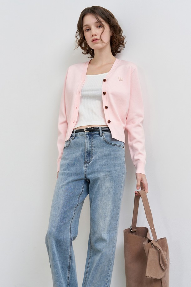 GENERAL IDEA - 가디건 - [25SS] WOMAN GNRL 에센셜 가디건 [PINK] / WBD3L04503