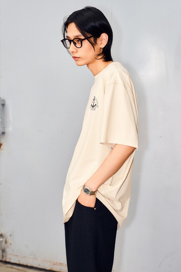 GENERAL IDEA - 반팔티셔츠 - [24SS] UNISEX 앵커 반팔 티셔츠 [SAND BEIGE] / SBD2U01014