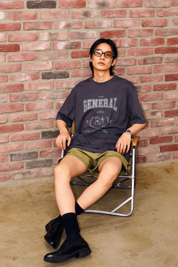 GENERAL IDEA - 반팔티셔츠 - [24SS] UNISEX 마라톤 반팔 티셔츠 [CHARCOAL] / SBD2U01016